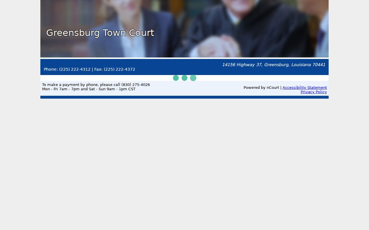 Greensburg warrant research image showing the town court vendor payment screen with court contact details